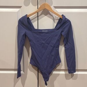 Aritzia Deep Blue Long Sleeve Bodysuit